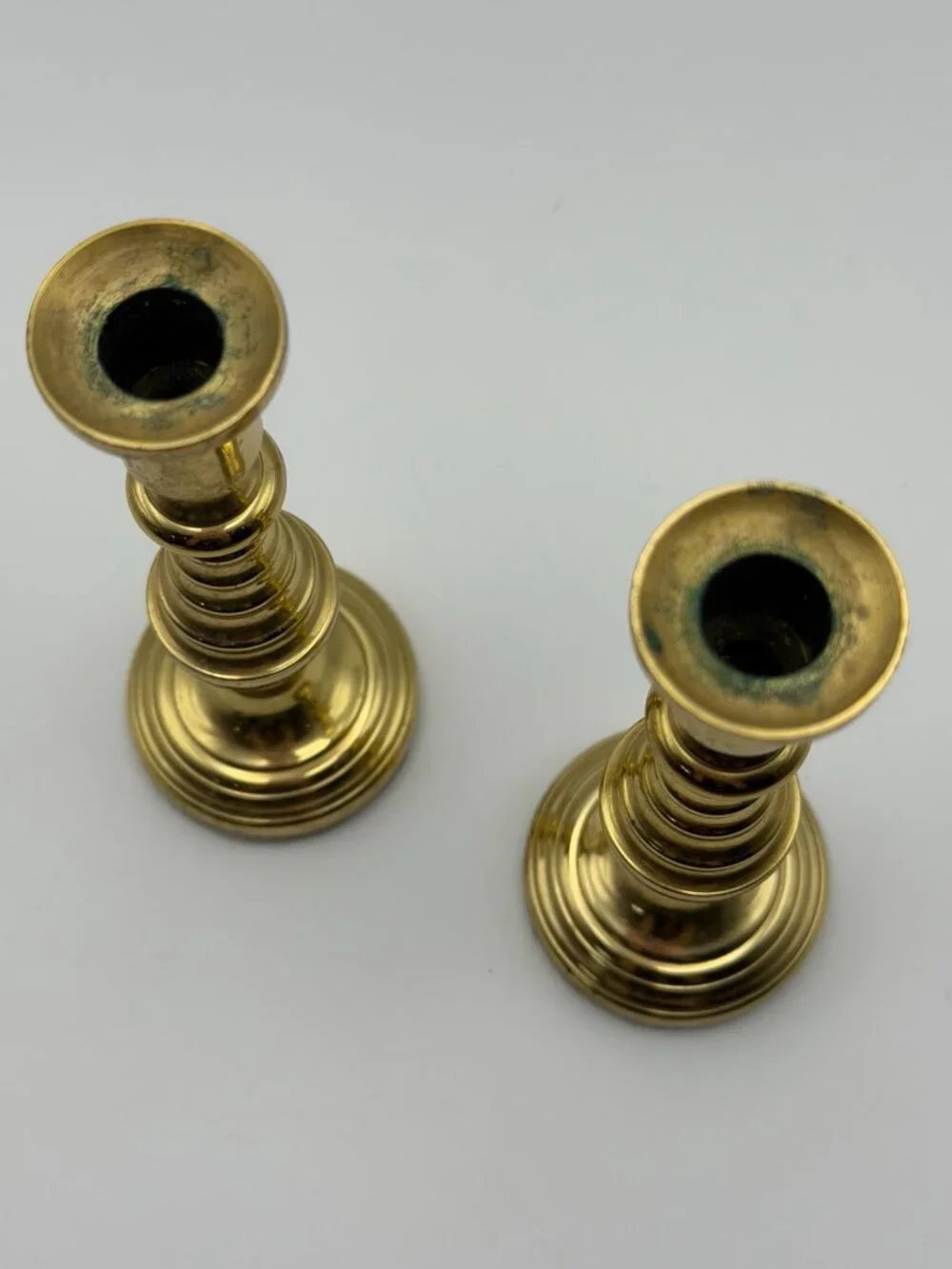 Vintage Baldwin Brass Beehive Candlestick Holder Pair Ornate tapered